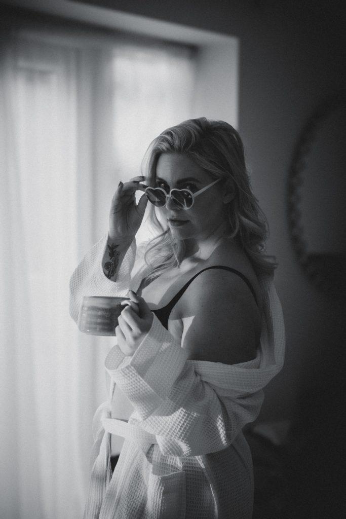 Empowering boudoir portrait captured in Surrey by Annie Brittain Photography, showcasing a soft and artistic style.